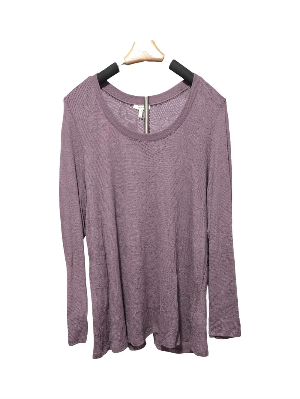 Maurices Mauve/purple Lace-Texture Long Sleeve Floral Mesh Layering Fall